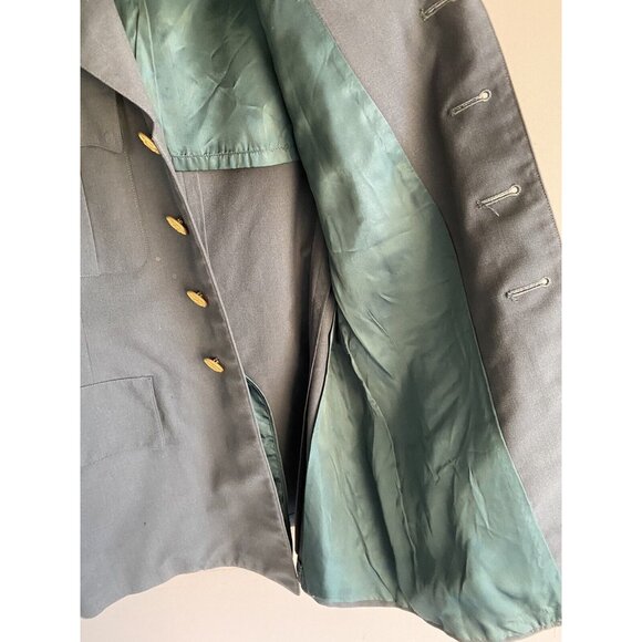 Military Green Jacket with Gold Hardware Men's Button Jacket Blazer Vintage 39R - Picture 14 of 14